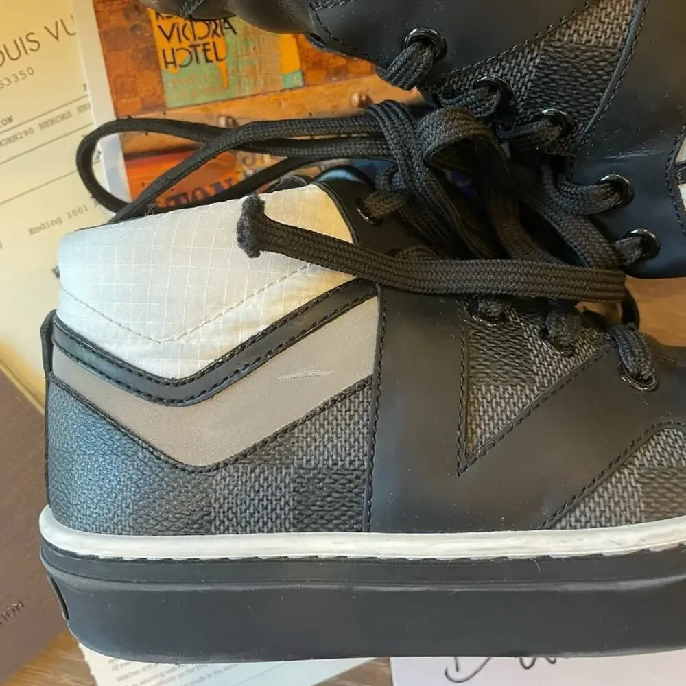 Louis Vuitton Boys Black Damier Designer Sneakers Shoes Youth size 12